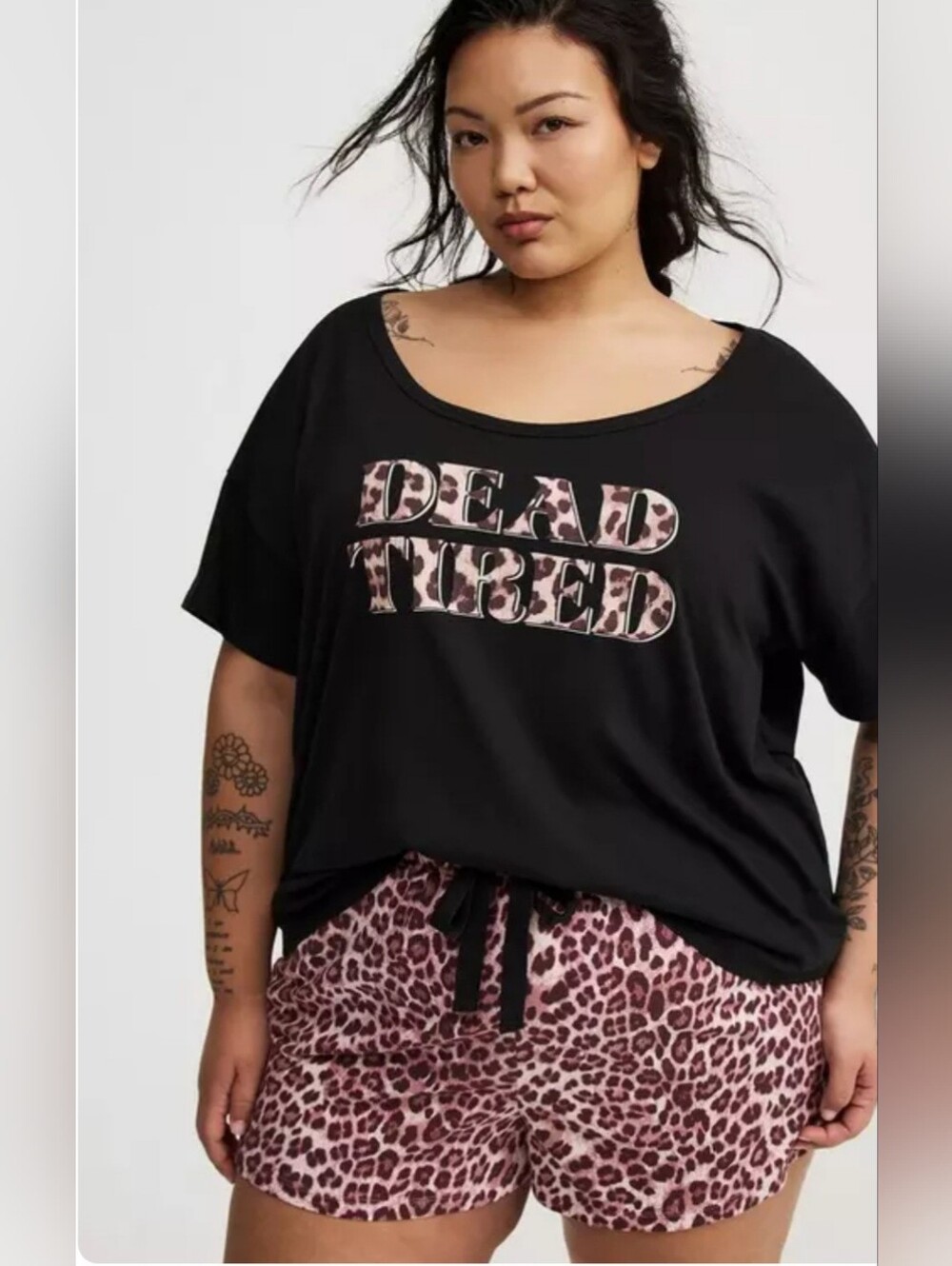 Tprrid Size 1 Sleep Shirt Black & Leopard